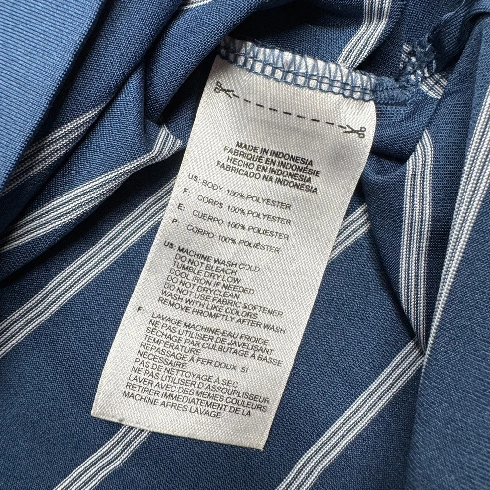 Adidas Pure Motion Golf Polo Shirt Striped Short Sleeve Blue Men's Size Large